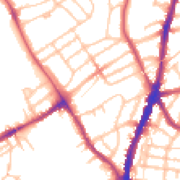 Daytime road noise heatmap for NW5 1DN