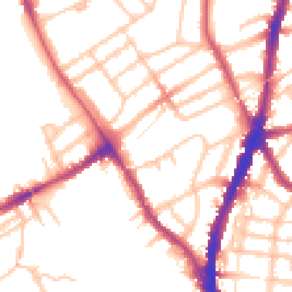 Daytime road noise heatmap for NW5 1DP