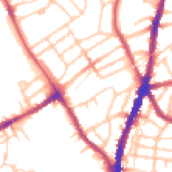 Daytime road noise heatmap for NW5 1DR