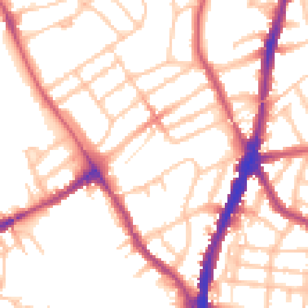Daytime road noise heatmap for NW5 1DS