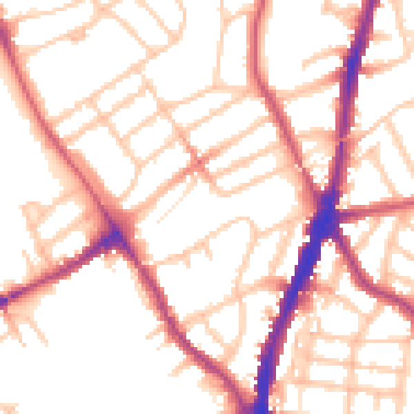 Daytime road noise heatmap for NW5 1DT