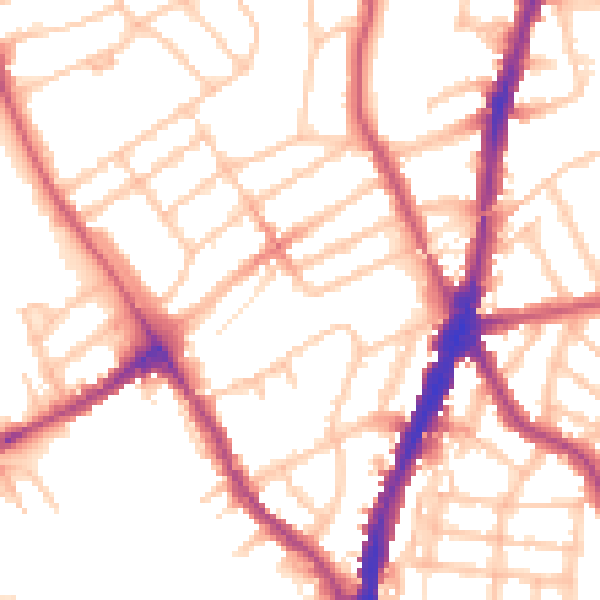 Daytime road noise heatmap for NW5 1DU
