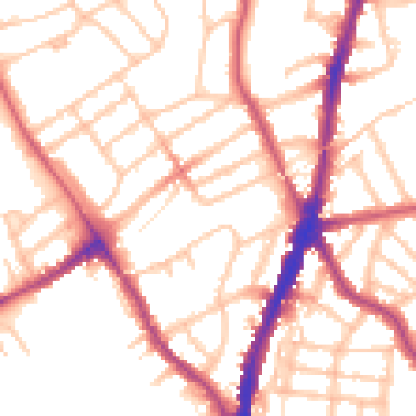 Daytime road noise heatmap for NW5 1DX