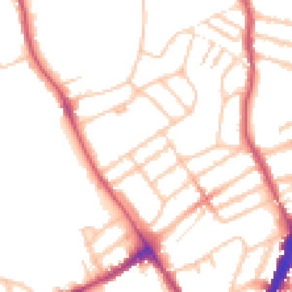Daytime road noise heatmap for NW5 1EN
