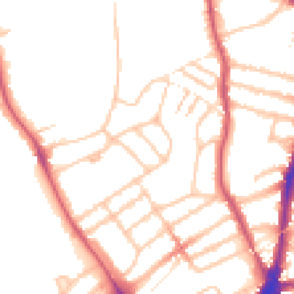Daytime road noise heatmap for NW5 1EU