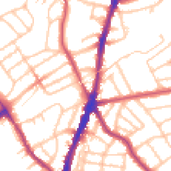 Daytime road noise heatmap for NW5 1HL