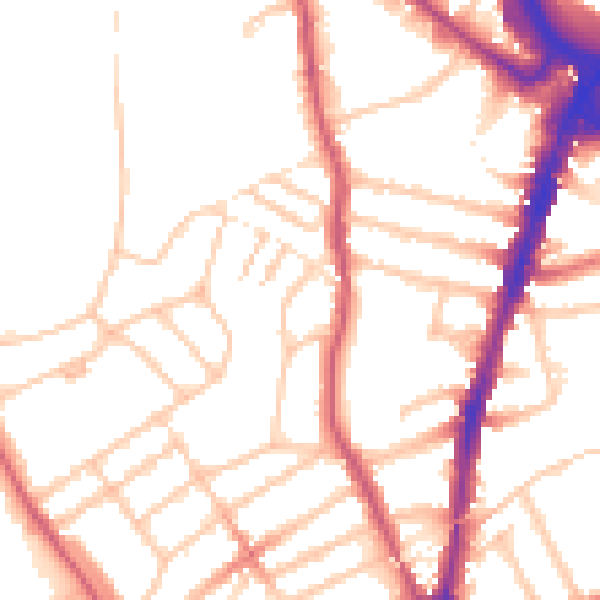 Daytime road noise heatmap for NW5 1JJ