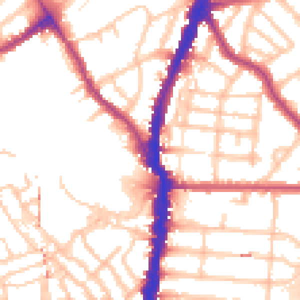 Daytime road noise heatmap for NW5 1NR