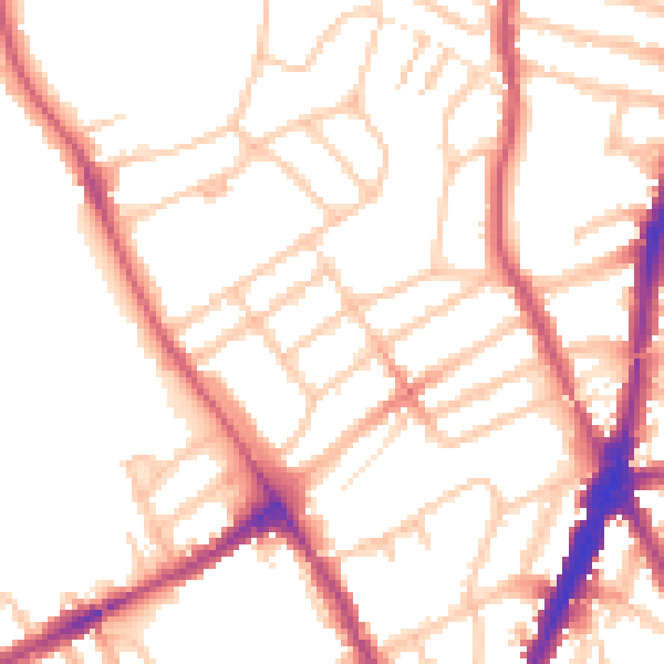 Daytime road noise heatmap for NW5 1SD