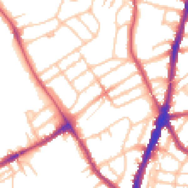 Daytime road noise heatmap for NW5 1SW