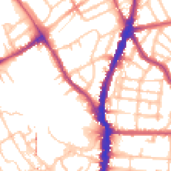 Daytime road noise heatmap for NW5 1UD