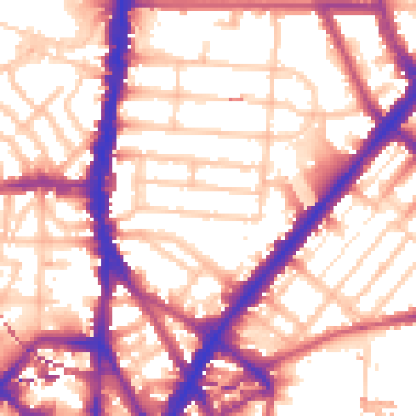 Daytime road noise heatmap for NW5 2AJ
