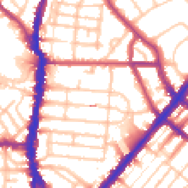 Daytime road noise heatmap for NW5 2DL