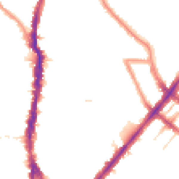 Night-time road noise heatmap for NW5 2DL