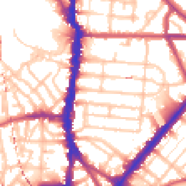 Daytime road noise heatmap for NW5 2EB