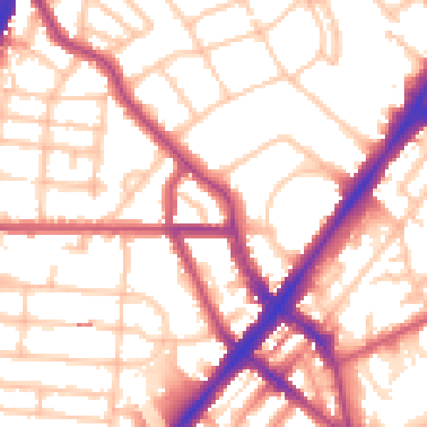 Daytime road noise heatmap for NW5 2EQ