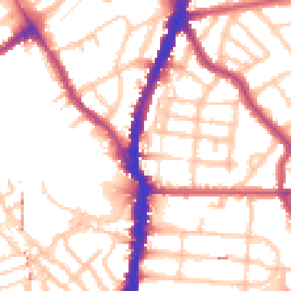Daytime road noise heatmap for NW5 2HE