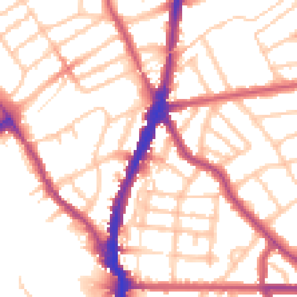 Daytime road noise heatmap for NW5 2HL