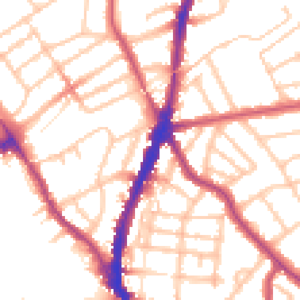 Daytime road noise heatmap for NW5 2HR