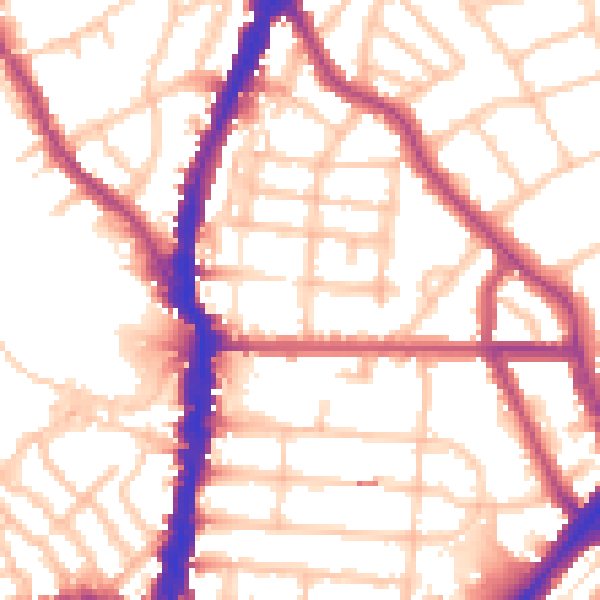 Daytime road noise heatmap for NW5 2NE
