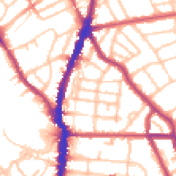 Daytime road noise heatmap for NW5 2NS