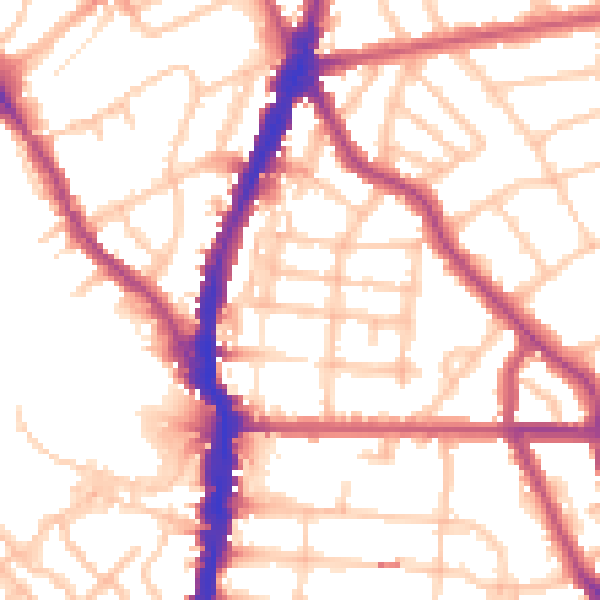 Daytime road noise heatmap for NW5 2PB