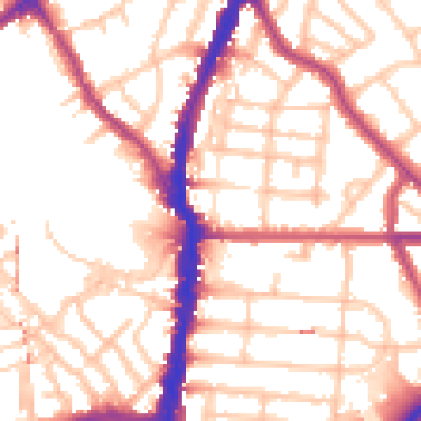 Daytime road noise heatmap for NW5 2PH