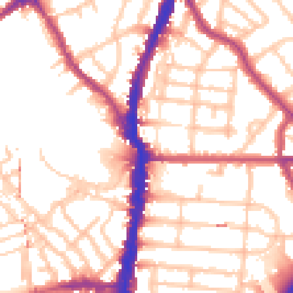 Daytime road noise heatmap for NW5 2PL
