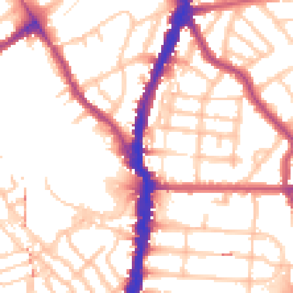 Daytime road noise heatmap for NW5 2PP