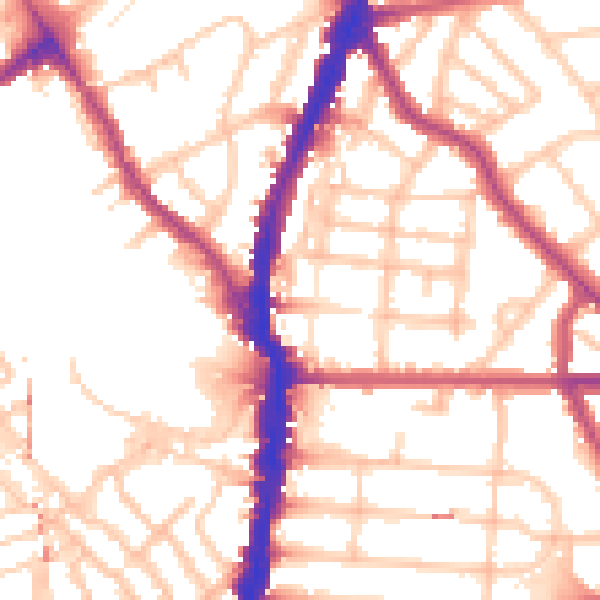 Daytime road noise heatmap for NW5 2PS