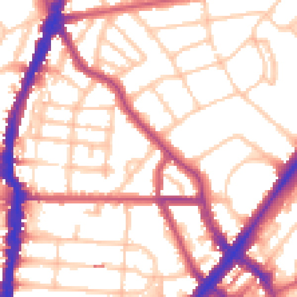 Daytime road noise heatmap for NW5 2QU