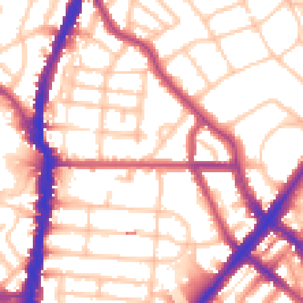 Daytime road noise heatmap for NW5 2RA