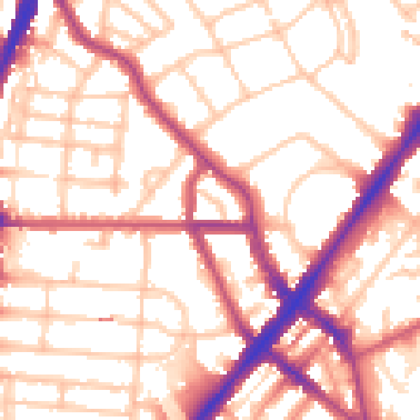 Daytime road noise heatmap for NW5 2SB
