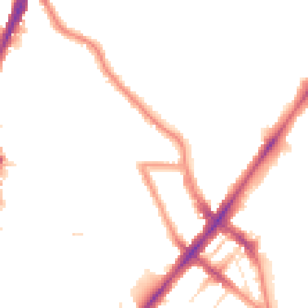 Night-time road noise heatmap for NW5 2SB
