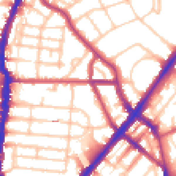 Daytime road noise heatmap for NW5 2SH