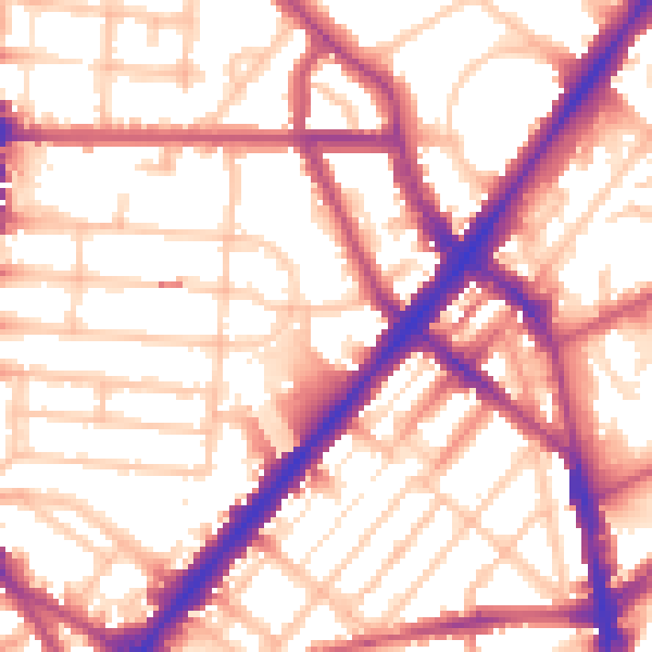 Daytime road noise heatmap for NW5 2SQ