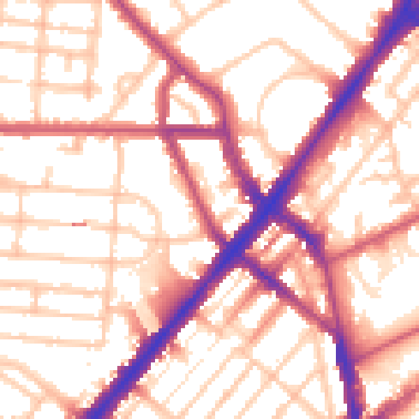 Daytime road noise heatmap for NW5 2ST