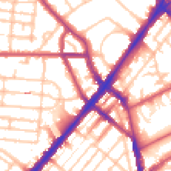 Daytime road noise heatmap for NW5 2SU