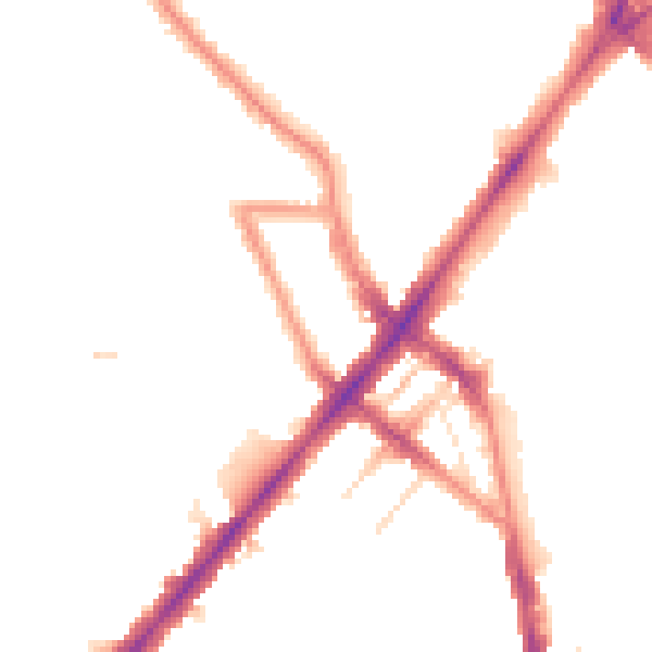 Night-time road noise heatmap for NW5 2SU