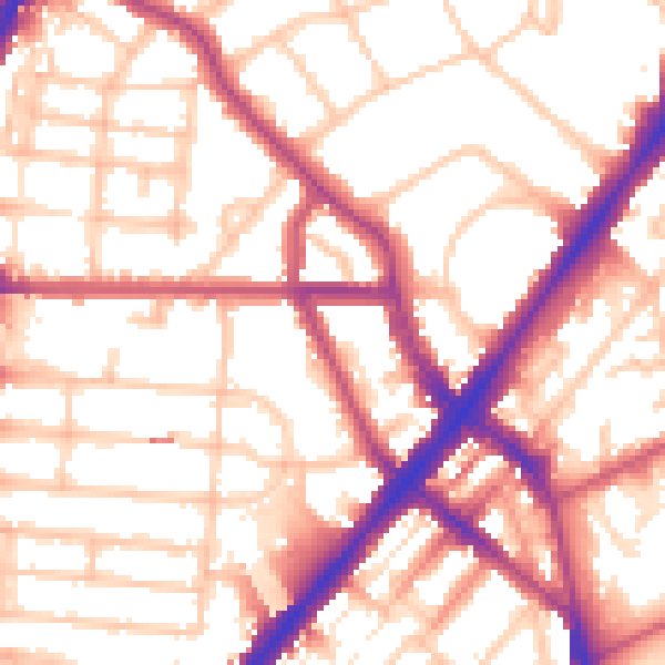 Daytime road noise heatmap for NW5 2SY