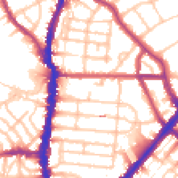 Daytime road noise heatmap for NW5 2TY