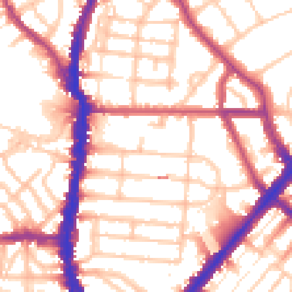 Daytime road noise heatmap for NW5 2UA