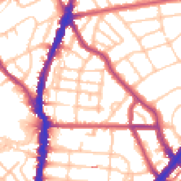 Daytime road noise heatmap for NW5 2XN