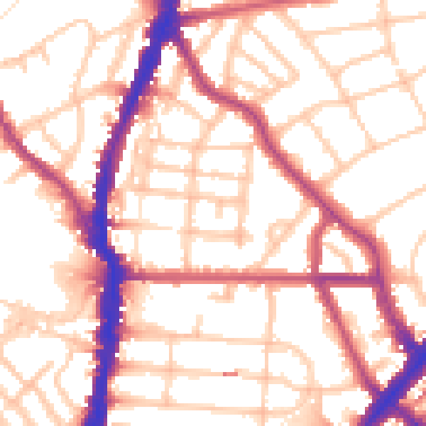 Daytime road noise heatmap for NW5 2XR