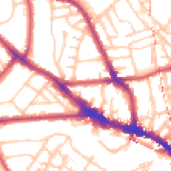 Daytime road noise heatmap for NW5 3AZ