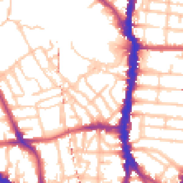 Daytime road noise heatmap for NW5 3BL