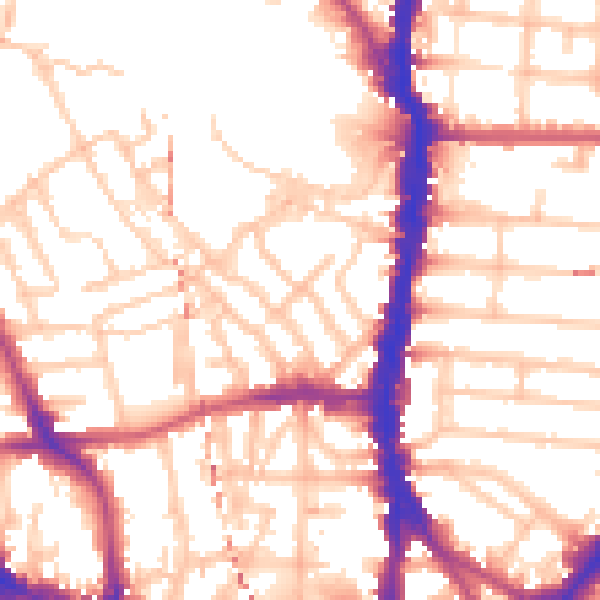 Daytime road noise heatmap for NW5 3BS