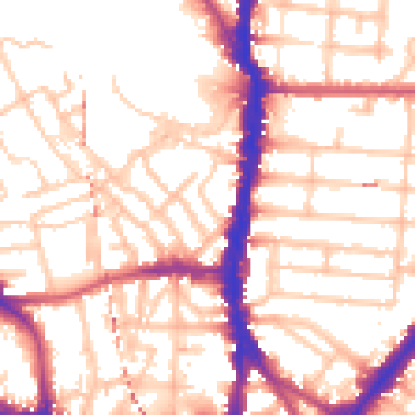 Daytime road noise heatmap for NW5 3DA