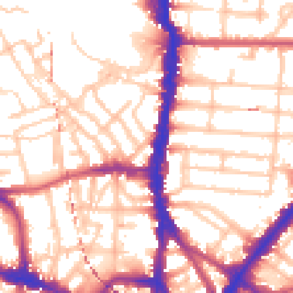 Daytime road noise heatmap for NW5 3DG