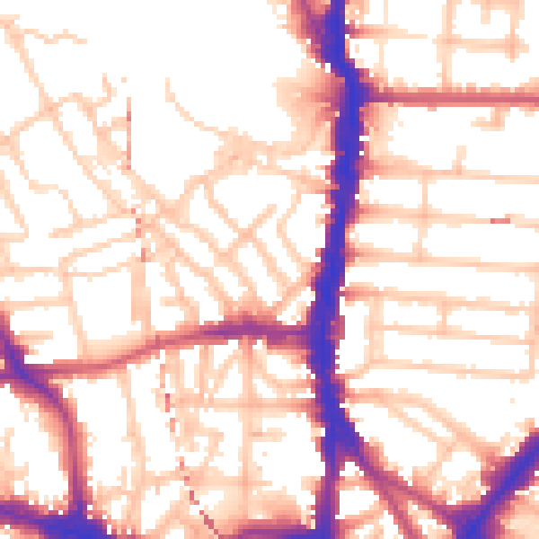 Daytime road noise heatmap for NW5 3DJ